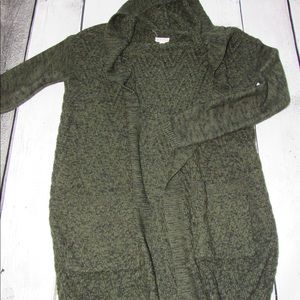 Army green long cardigan
